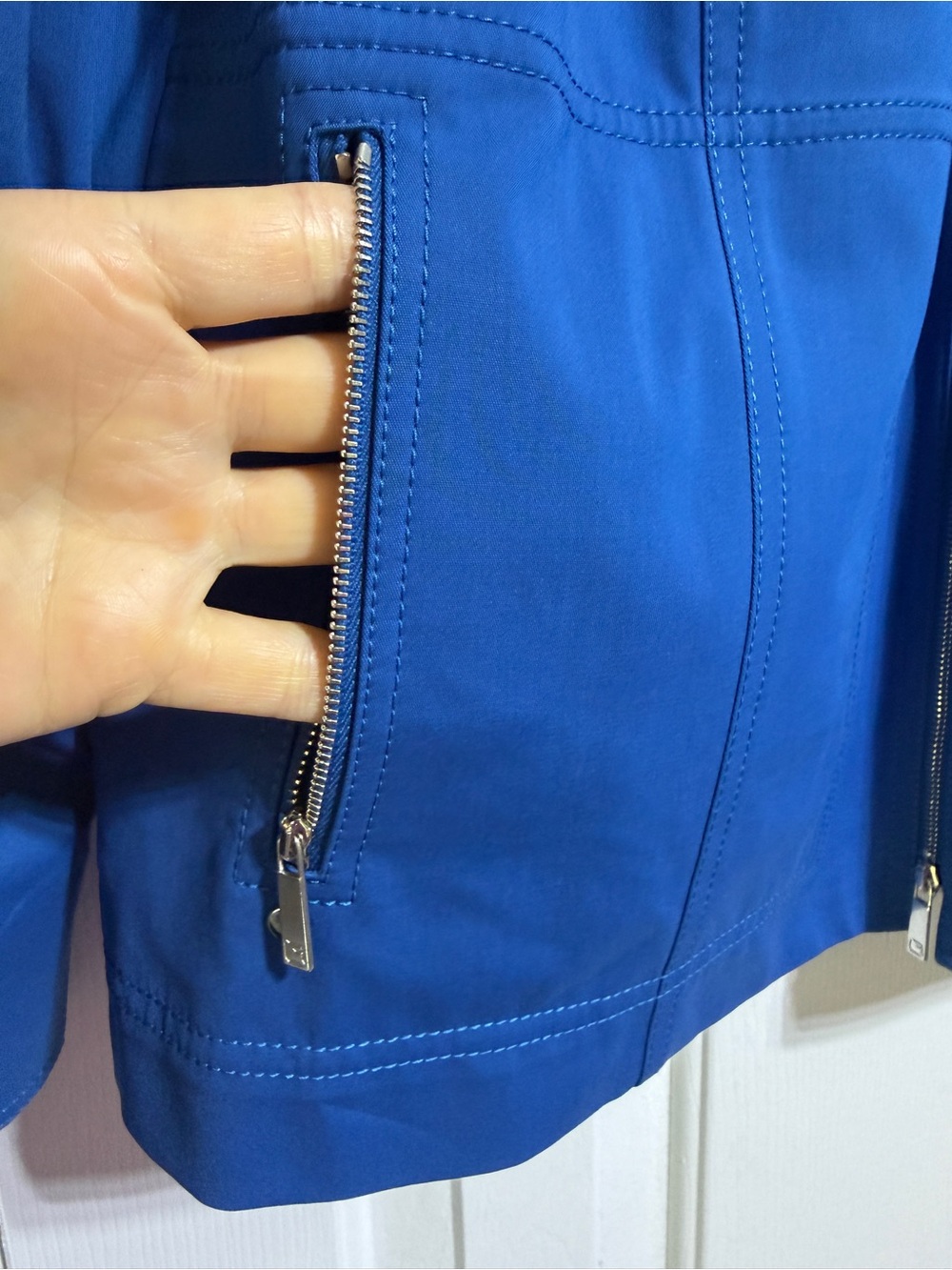 LAFAYETTE 148 NEW YORK Royal blue Cotton Sateen Zip Pocket Jacket size XL - Picture 5 of 6